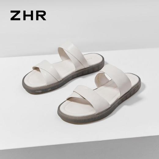 ZHR则则简约双带平底凉拖女鞋2024夏季新款柔软果冻底休闲一字拖 商品图9