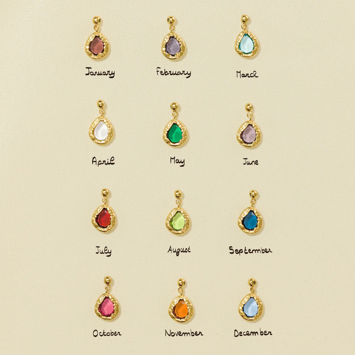 北京仓｜Agapée-博主同款-BIRTHSTONE-十二生辰石 24k镀金 吊坠（需搭配同系列链条佩戴）