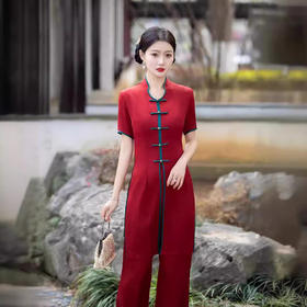 新中式旗袍连衣裙，唐装茶服套装GSJ884