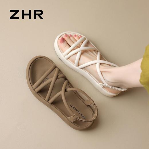ZHR厚底凉鞋女2024新款夏季时尚简约绑带凉鞋仙女风ins百搭沙滩鞋 商品图6