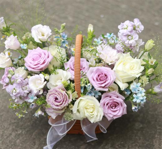 紫色系手提花篮--送妈妈送朋友送闺蜜乔迁开业花礼 商品图1