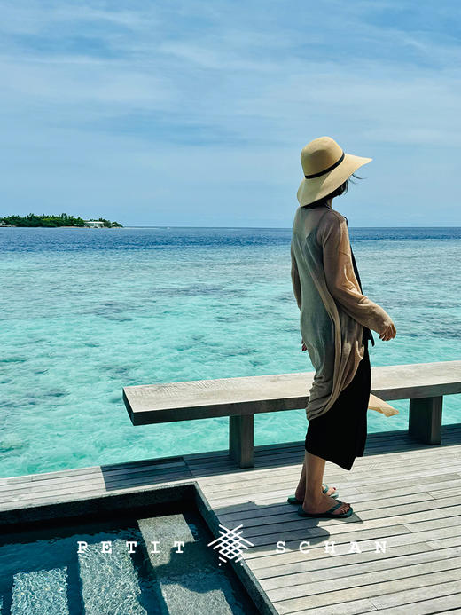 PETIT SCHAN小闪 CLO#493 memory in water 在水一方 棉麻混纺针织薄款长开衫 商品图0