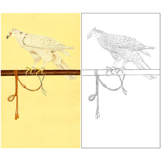 于非闇工笔画白描底稿《御鹰图》临摹勾线高清打印稿YL12 商品图0