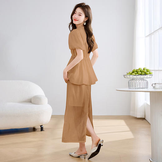 HR WS29739简洁大方纯色套装时尚优雅透气两件套裙 商品图4