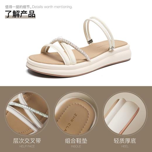 ZHR则则两穿拖鞋2024夏季外穿罗马水钻凉拖厚底韩版时尚凉鞋女鞋 商品图3