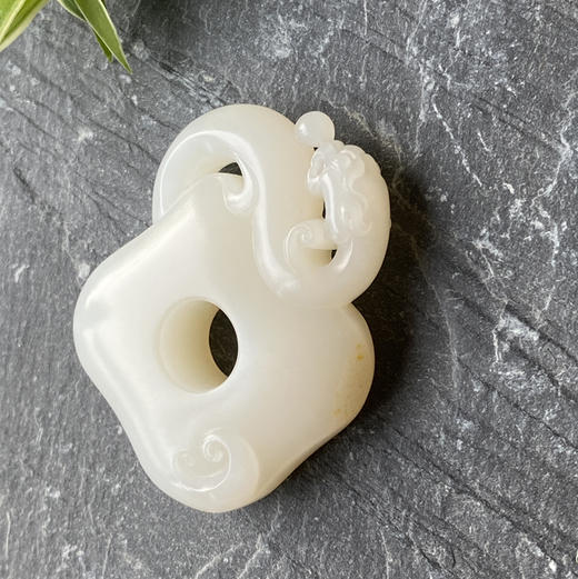 和田玉（白玉） 挂件--仿古盘龙方扣34.15g 商品图1