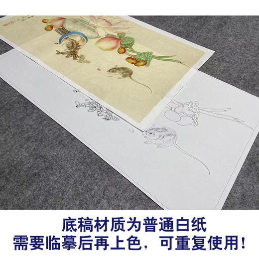 吕大卫工笔画白描底稿桃子荷花《蔬果》临摹勾线高清打印稿YL24 商品图3