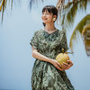 绽放旅行女装319朵/苎麻热带棕榈印花设计感海边旅游度假连衣裙 商品缩略图1