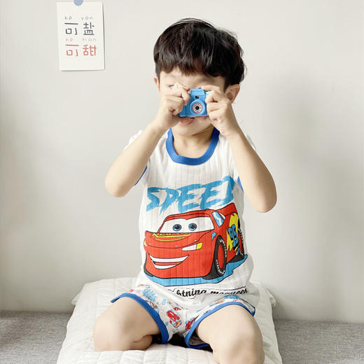 中小童可爱卡通短裤T恤2件套儿童呼吸棉家居服短袖套装 商品图1