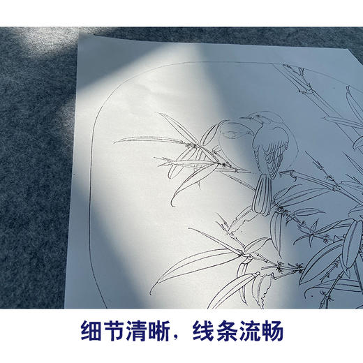 任重工笔画白描底稿《翠竹双鸟》临摹勾线高清打印稿YL18 商品图4