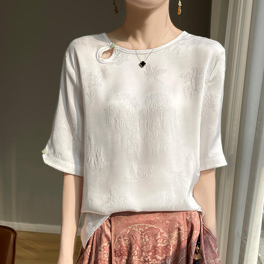 【新中式丝绸缎面】轻奢大牌女装女装国潮立领盘扣上衣 盘扣旗袍半裙 商品图8