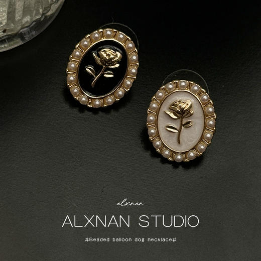 鹿鹿推荐 •《无人区玫瑰》小众珍珠玫瑰耳钉 商品图1