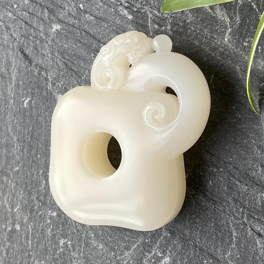 和田玉（白玉） 挂件--仿古盘龙方扣34.15g 商品图2