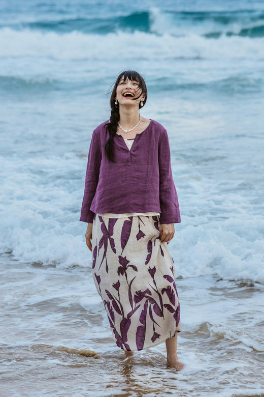 绽放旅行女装304-306/真丝棉背心宽松亚麻上衣吊带裙旅游穿搭套装 商品图5