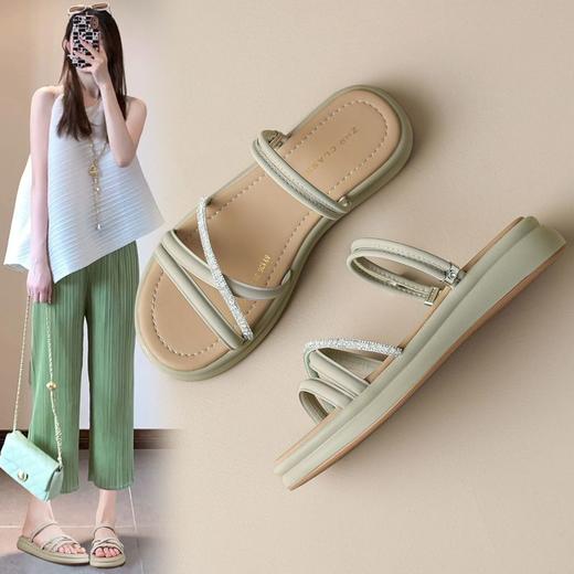 ZHR则则两穿拖鞋2024夏季外穿罗马水钻凉拖厚底韩版时尚凉鞋女鞋 商品图2