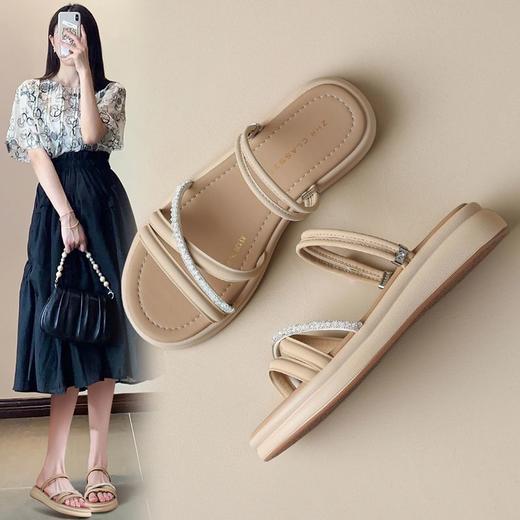 ZHR则则两穿拖鞋2024夏季外穿罗马水钻凉拖厚底韩版时尚凉鞋女鞋 商品图1