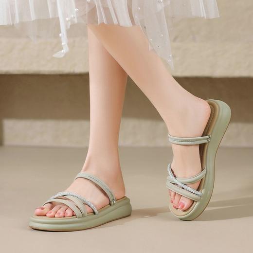 ZHR则则两穿拖鞋2024夏季外穿罗马水钻凉拖厚底韩版时尚凉鞋女鞋 商品图6