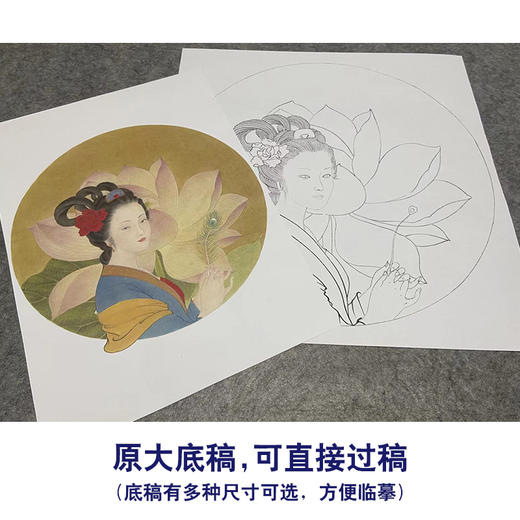 王后波工笔画白描底稿《荷花娇欲语》临摹勾线高清打印稿HB01 商品图1