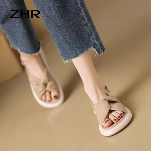 ZHR则则仙女软底厚底拖鞋夏季新款交叉一字休闲凉鞋小香风沙滩鞋 商品图9