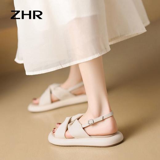 ZHR则则仙女软底厚底拖鞋夏季新款交叉一字休闲凉鞋小香风沙滩鞋 商品图6