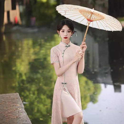 印花蕾丝改良奥黛旗袍GR5126 商品图2