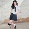 西遇简约学院风短袖衬衣女早春新款文艺通勤设计感纯色上衣白D0740562 商品缩略图3