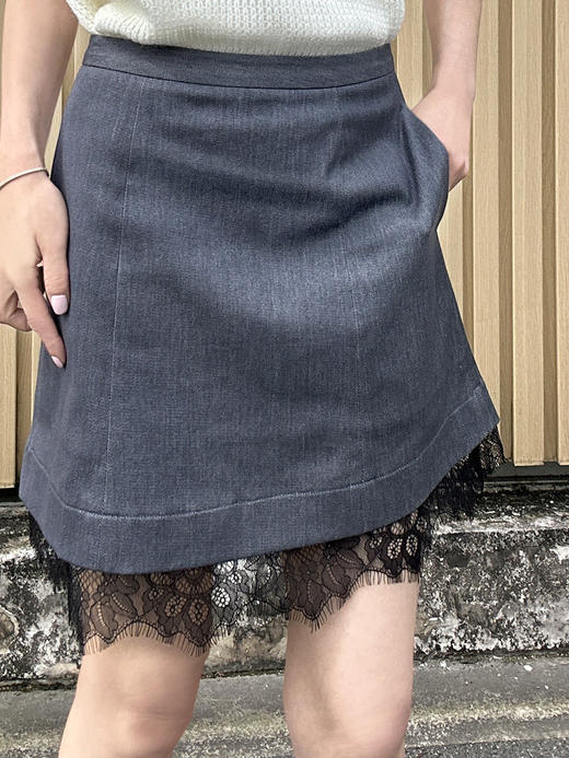 TYNVIE 拼接蕾丝裙摆短裙 商品图4