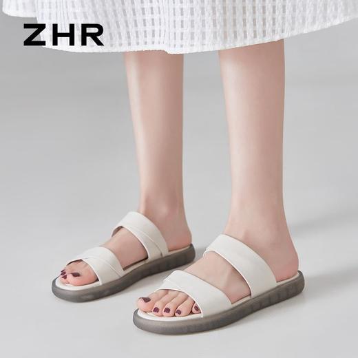 ZHR则则简约双带平底凉拖女鞋2024夏季新款柔软果冻底休闲一字拖 商品图6