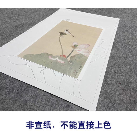 任重工笔画白描底稿荷花《秋荷鹡鸰》临摹勾线高清打印稿YL25 商品图2