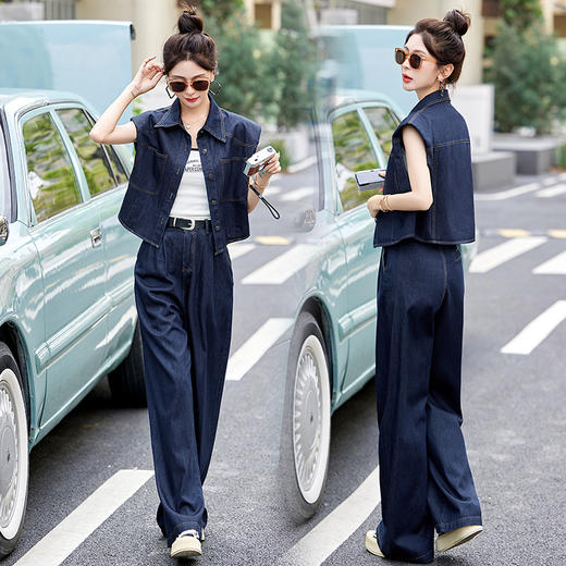 休闲时尚洋气，短袖衬衫阔腿裤两件套HR-ZYQ88061 商品图3