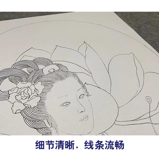 王后波工笔画白描底稿《荷花娇欲语》临摹勾线高清打印稿HB01 商品图4