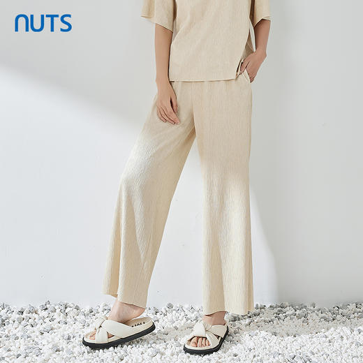 NUTS轻行套装夏季新款色织泡泡纱直筒裤322078156B 商品图1