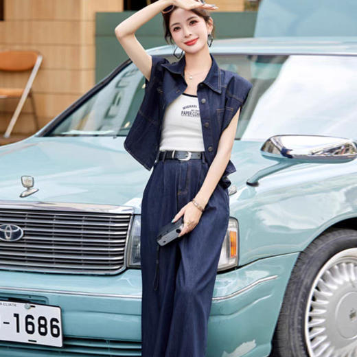 休闲时尚洋气，短袖衬衫阔腿裤两件套HR-ZYQ88061 商品图0