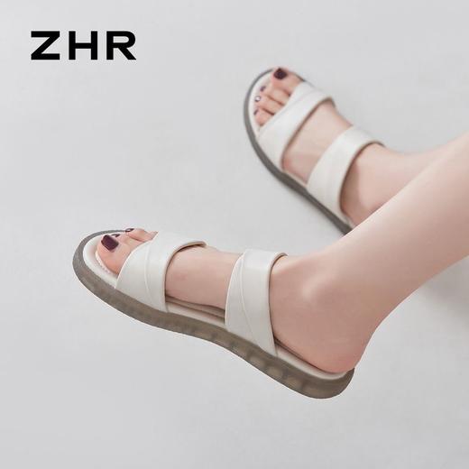 ZHR则则简约双带平底凉拖女鞋2024夏季新款柔软果冻底休闲一字拖 商品图4