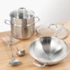 非药而愈定制不锈钢无涂层锅具套装 32cm玻盖单柄炒锅、24cm玻盖双耳汤锅、蒸笼、锅铲、汤勺 【京东快递送货上门】 商品缩略图0