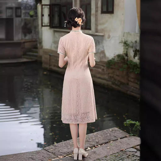 印花蕾丝改良奥黛旗袍GR5126 商品图4