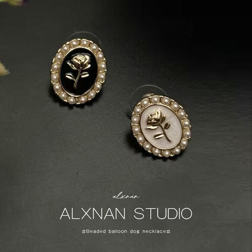 鹿鹿推荐 •《无人区玫瑰》小众珍珠玫瑰耳钉 商品图0