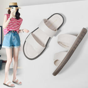 ZHR则则简约双带平底凉拖女鞋2024夏季新款柔软果冻底休闲一字拖