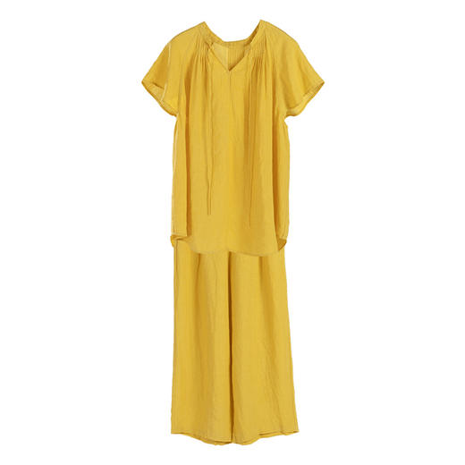 绽放旅行女装332-333朵/金丝雀黄棉麻亚麻女高端上衣休闲长裤套装 商品图4
