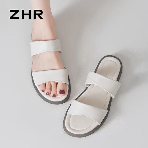 ZHR则则简约双带平底凉拖女鞋2024夏季新款柔软果冻底休闲一字拖 商品图8