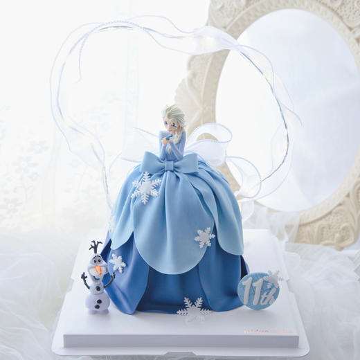 女孩款 Disney冰雪奇缘艾莎公主 蝴蝶结公主裙 翻糖 商品图0