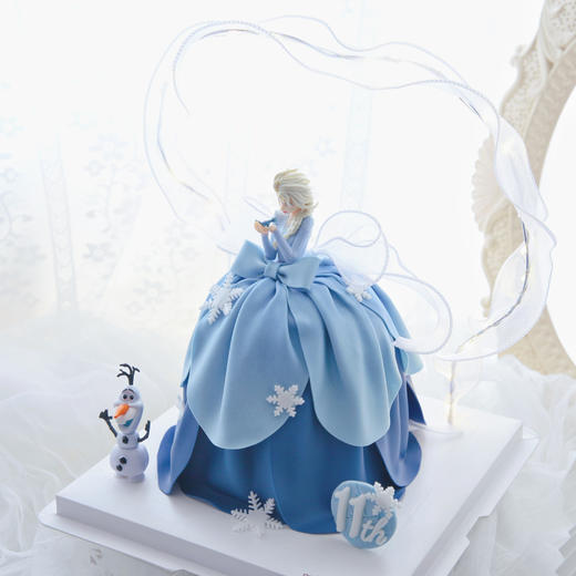 女孩款 Disney冰雪奇缘艾莎公主 蝴蝶结公主裙 翻糖 商品图1