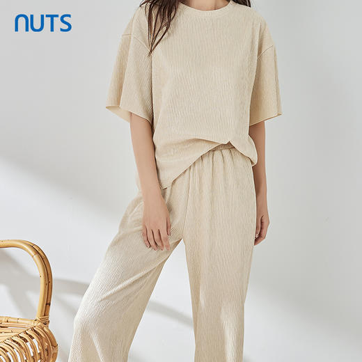 NUTS轻行套装夏季新款色织泡泡纱直筒裤322078156B 商品图3