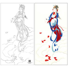 张大千工笔画白描底稿《菩萨造像》临摹勾线高清打印稿YL13