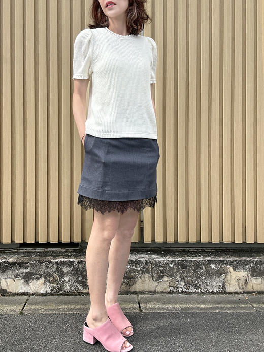 TYNVIE 拼接蕾丝裙摆短裙 商品图1
