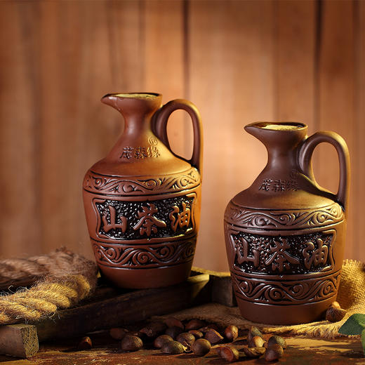 【茂森缘】湖北恩施有机野山茶油 800ml*2瓶礼盒（陶罐） 商品图0