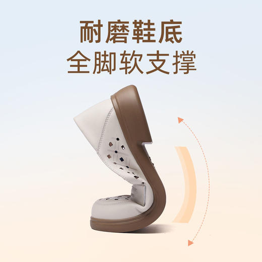 信诺 真皮舒适女鞋 2024新款夏季镂空透气妈妈鞋一脚蹬单鞋乐福鞋24C8681-07T 商品图3
