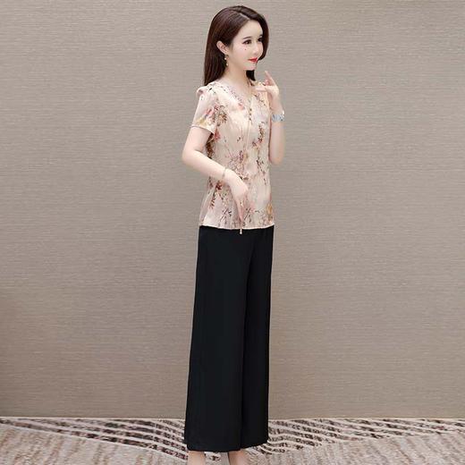 中老年妈妈装气质套装，短袖印花小衫阔腿裤时尚套装QYM-LRX-ZY88310 -Y 商品图1