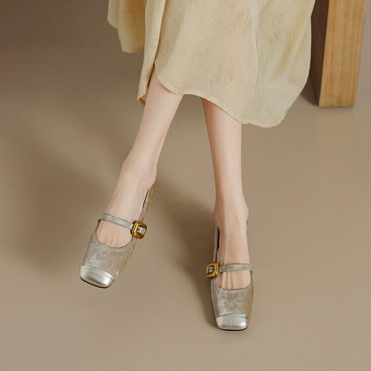 【预售5天】新中式国风复古方头，丝绸牛皮玛丽珍鞋MT&MD3271 商品图4