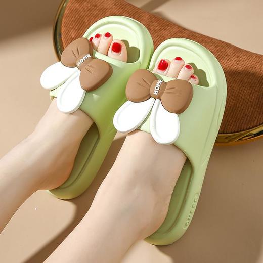 可爱卡通兔耳朵蝴蝶结凉拖鞋室内家用拖鞋浴室拖鞋防滑高级感外穿 商品图1